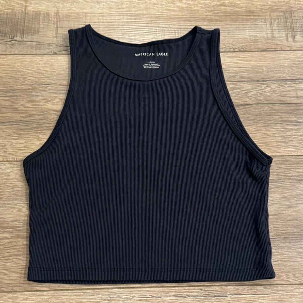 American Eagle Navy Ribbed Crop Tank